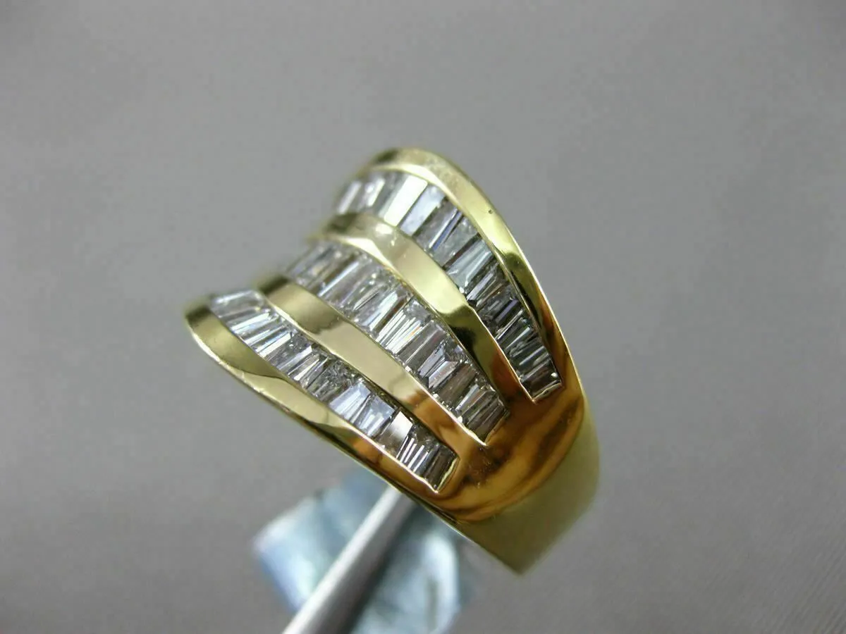 ESTATE WIDE 1.6CT DIAMOND 14K YELLOW GOLD 3D MULTI ROW ETERNITY ANNIVERSARY RING
