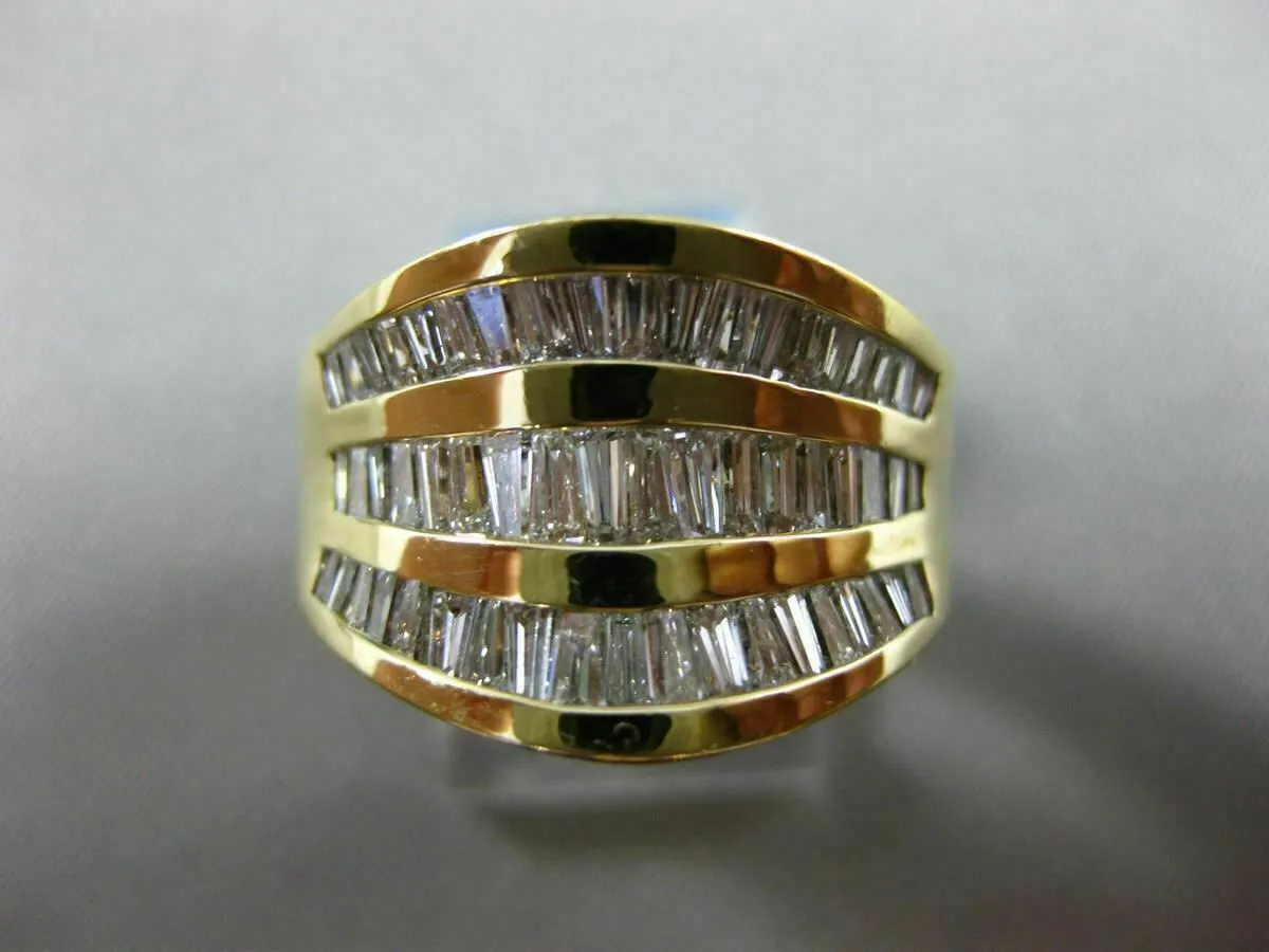 ESTATE WIDE 1.6CT DIAMOND 14K YELLOW GOLD 3D MULTI ROW ETERNITY ANNIVERSARY RING