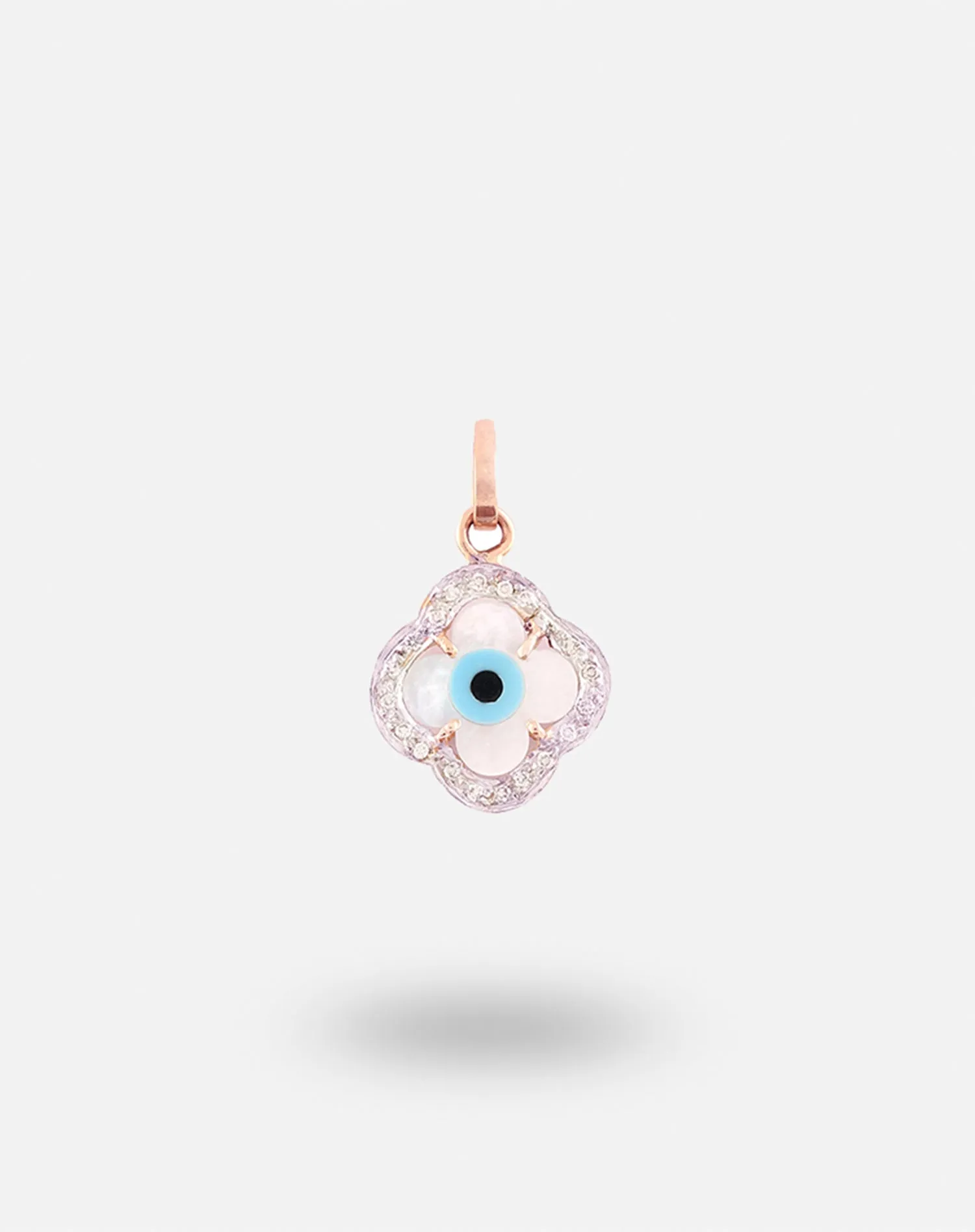 Evil Eye Charm Pendant - Clover with Diamonds