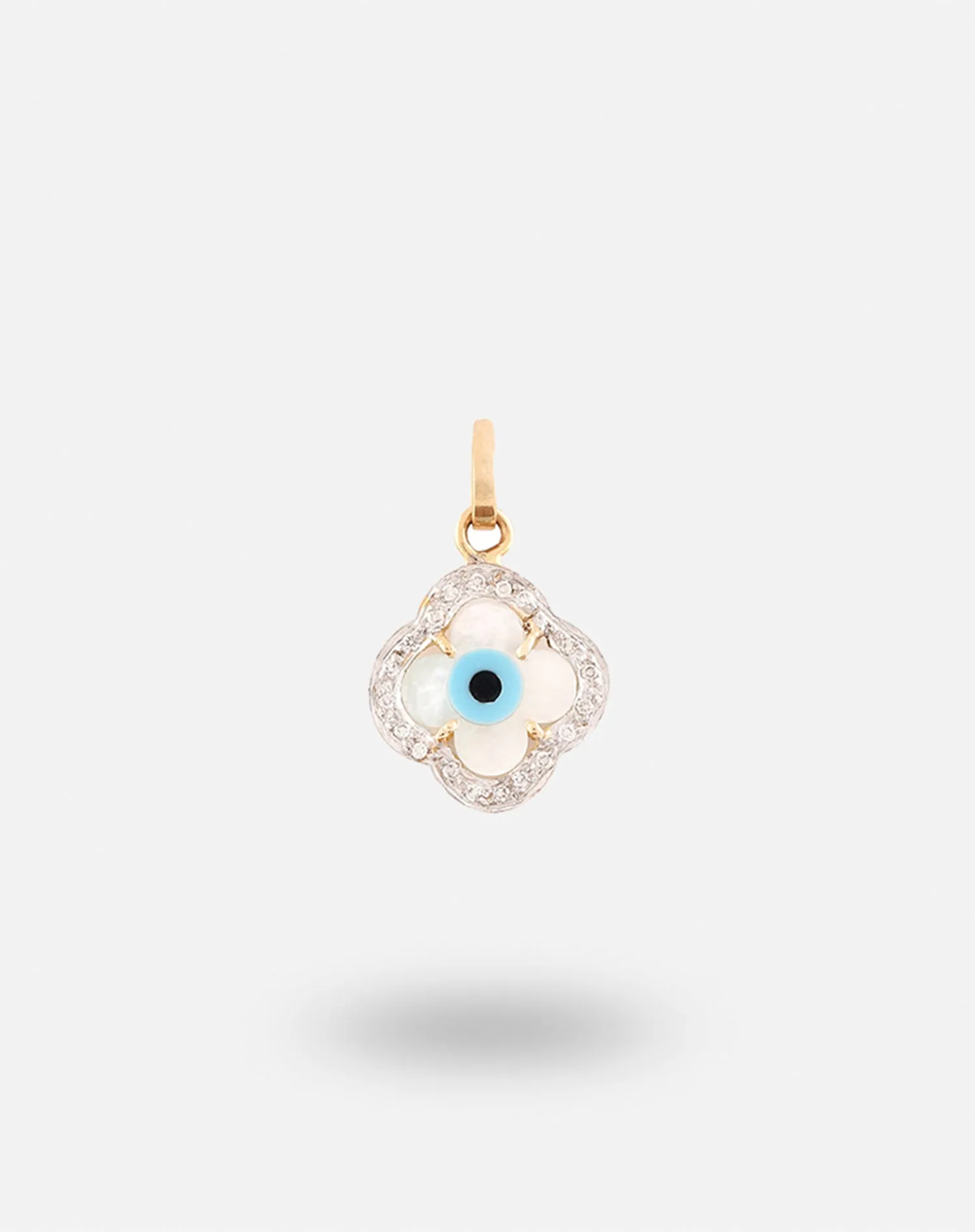 Evil Eye Charm Pendant - Clover with Diamonds