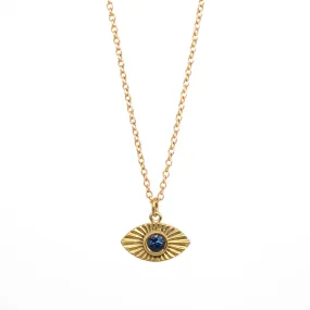 Evil Eye Radial Burst Necklace - 14K Yellow Gold