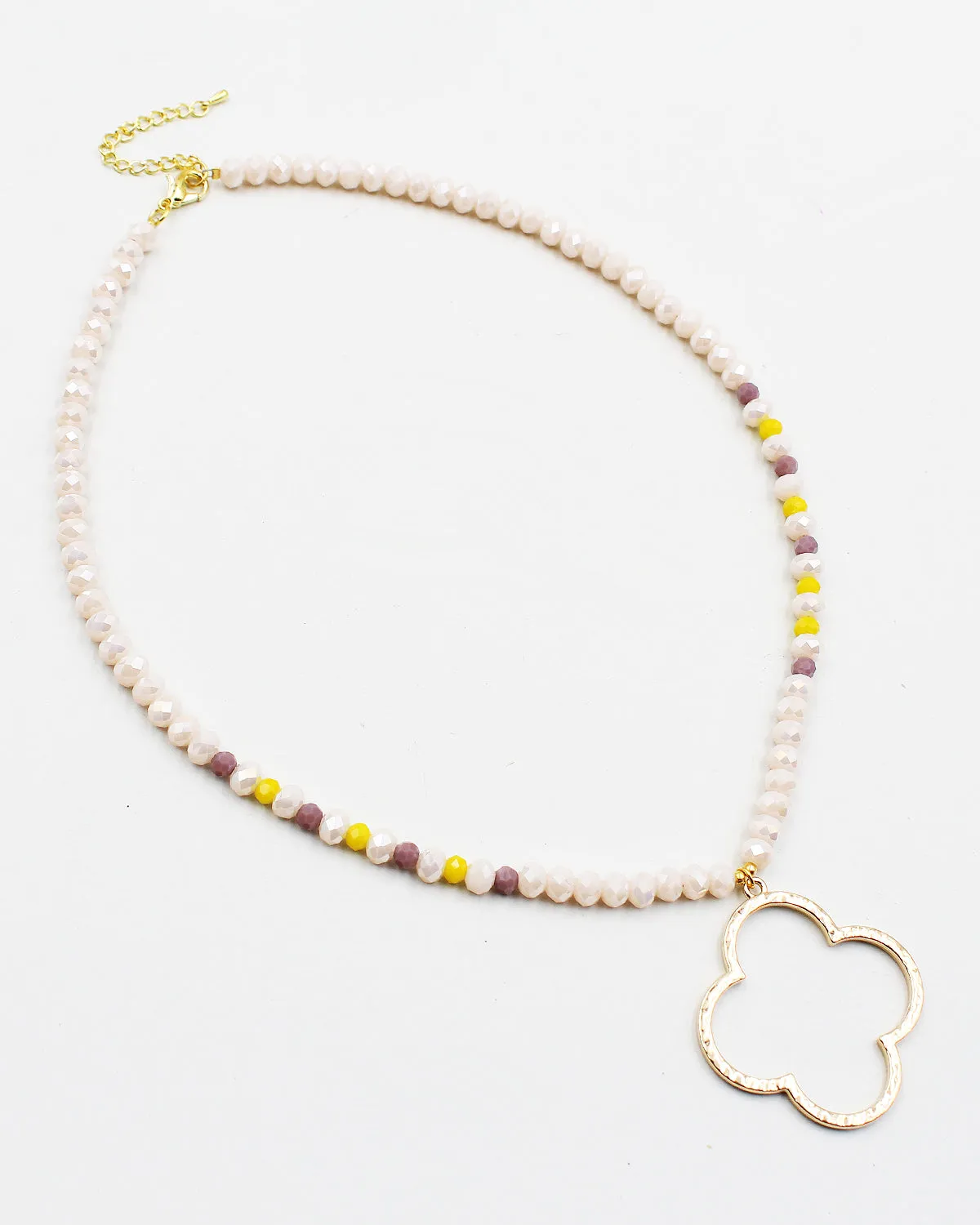 Faceted Bead Chain Flower Pendant Necklace