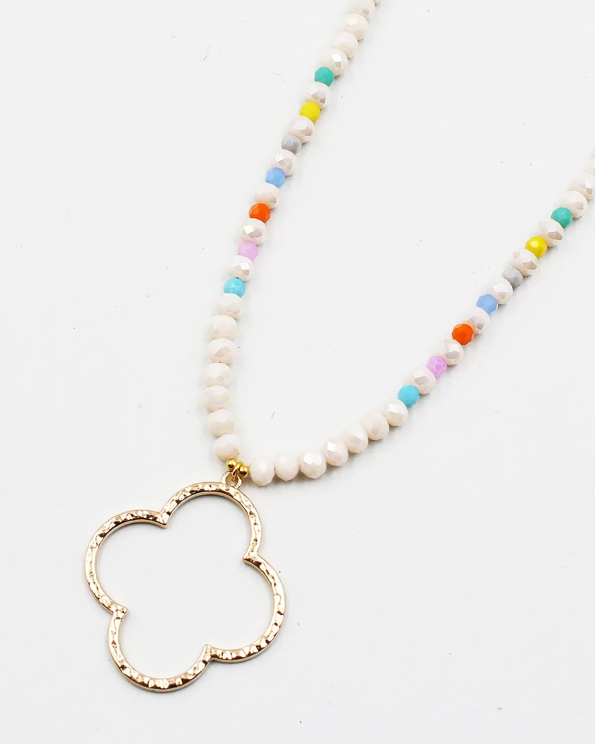 Faceted Bead Chain Flower Pendant Necklace