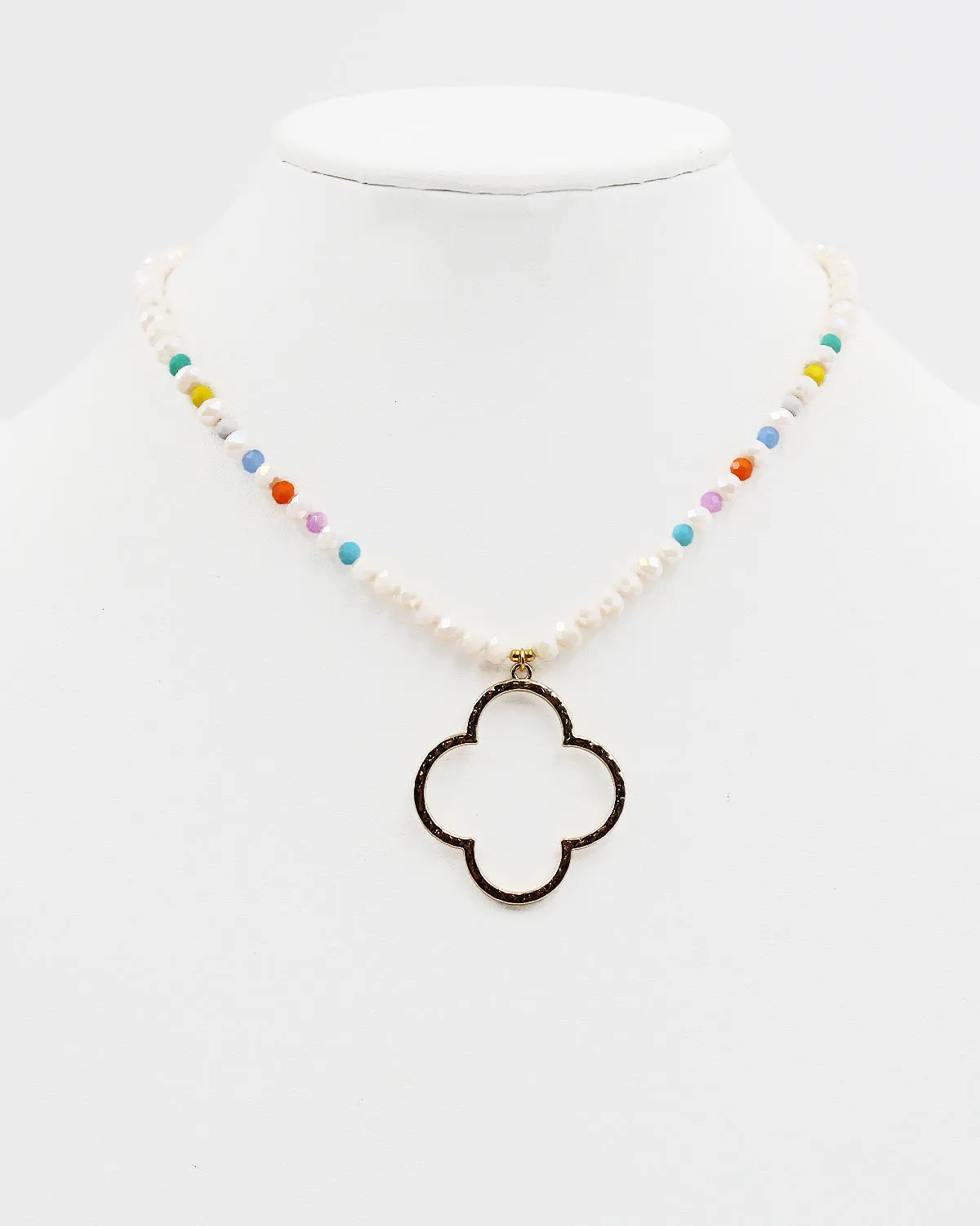 Faceted Bead Chain Flower Pendant Necklace