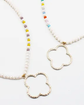 Faceted Bead Chain Flower Pendant Necklace