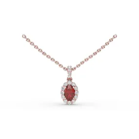 Fana Ruby and Diamond Halo Necklace