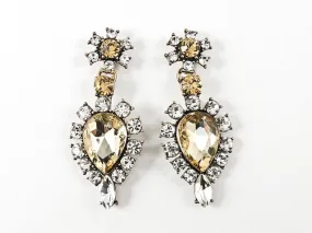 Fancy Elegant Antique Brown Topaz Color Drop Fashion Earrings