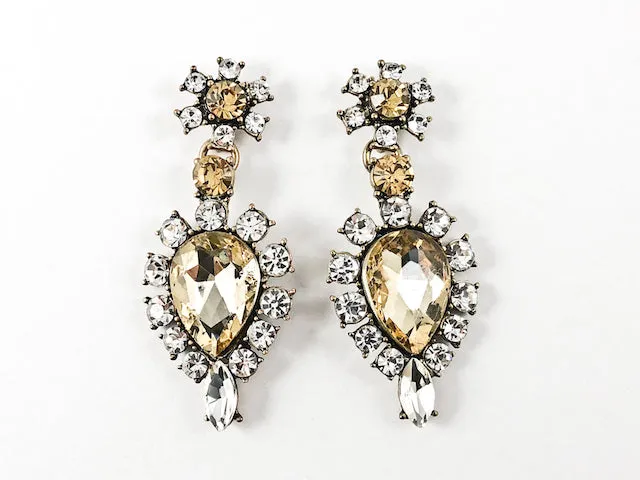 Fancy Elegant Antique Brown Topaz Color Drop Fashion Earrings
