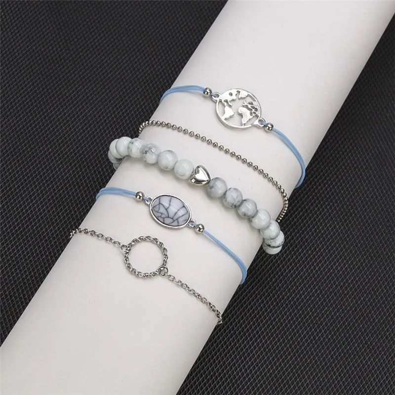 Fashion Alloy Map Little Turtle Seagull Bracelet Set
