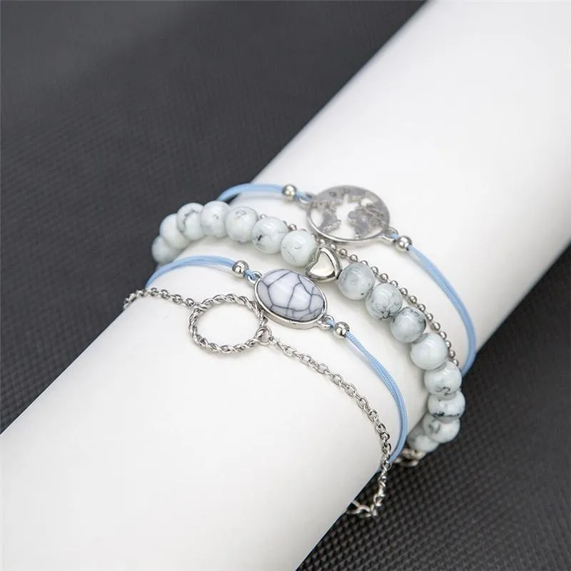 Fashion Alloy Map Little Turtle Seagull Bracelet Set