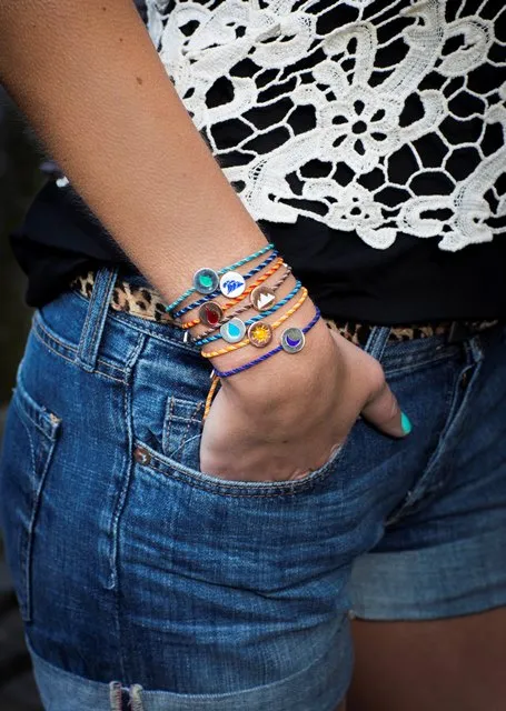 FESTIVAL TIME! 70%  DISOUNT   Colourful Festival Sterling Silver Water Feline Spirit Cord bracelet