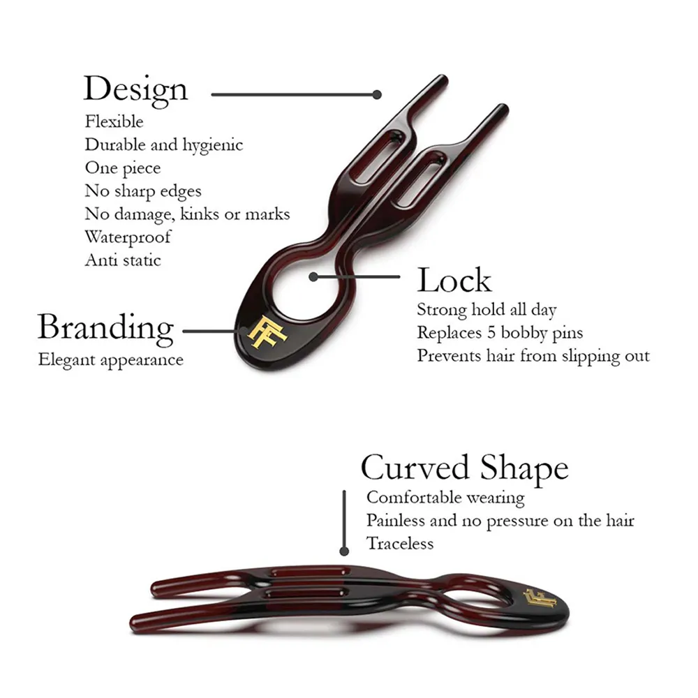 Fiona Franchimon - No. 1 Hairpin London Collection - Transparent, Soft Beige and Brown (3 per box)