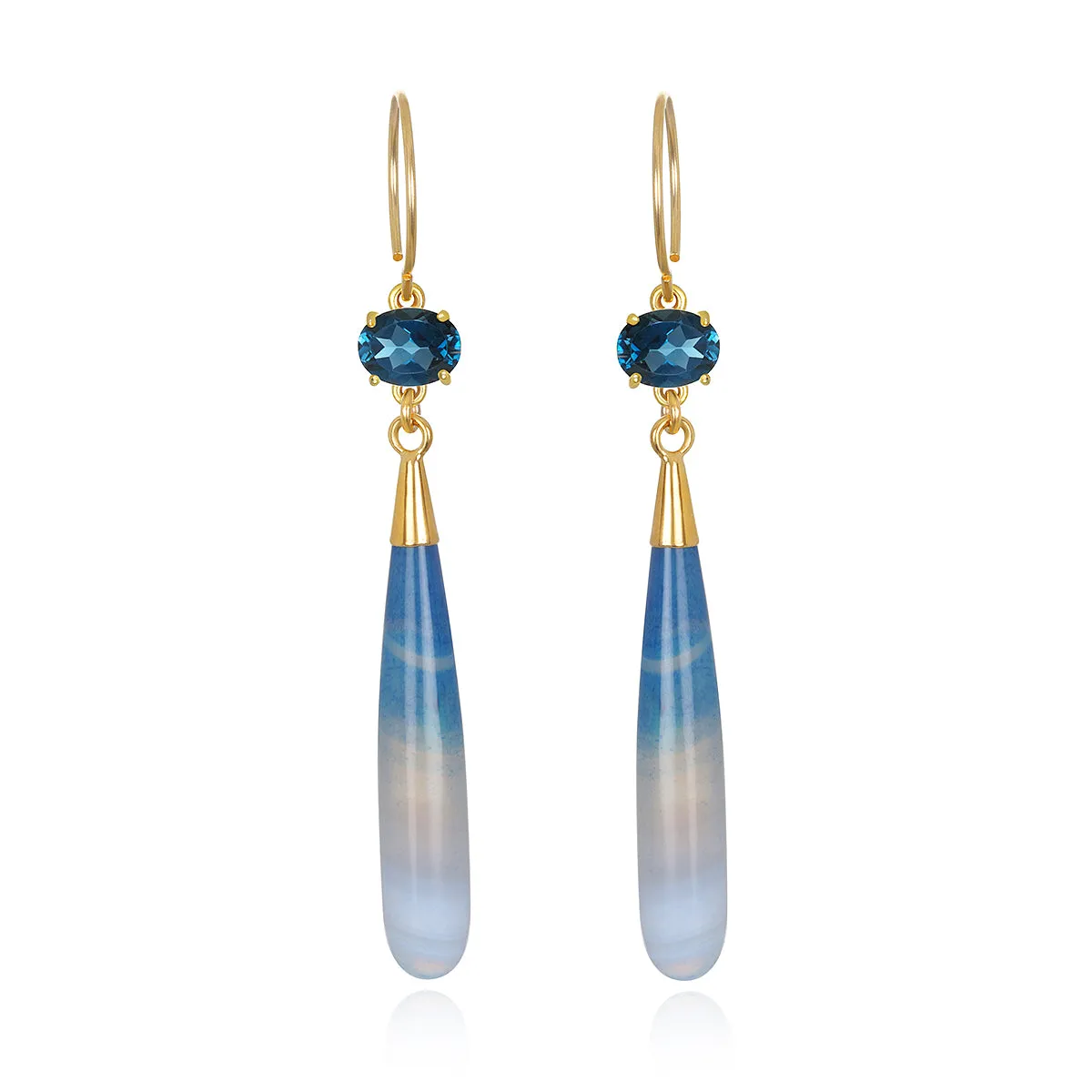 Gem Drop Earring-London Blue Topaz & Agate