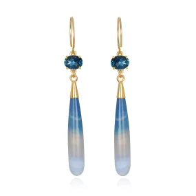 Gem Drop Earring-London Blue Topaz & Agate