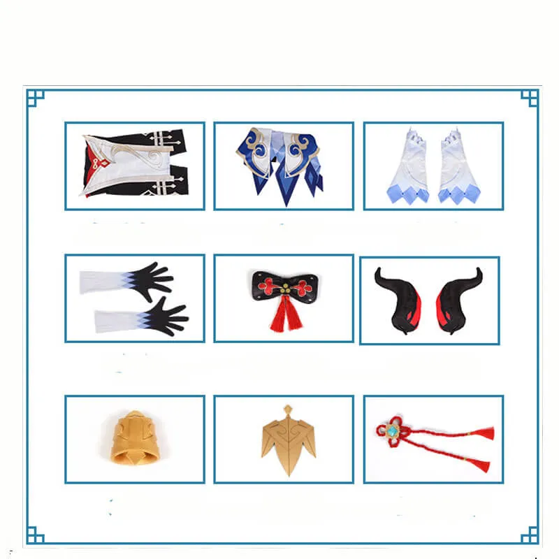 Genshin Impact Ganyu Cosplay Costumes Wig Game Halloween Costumes