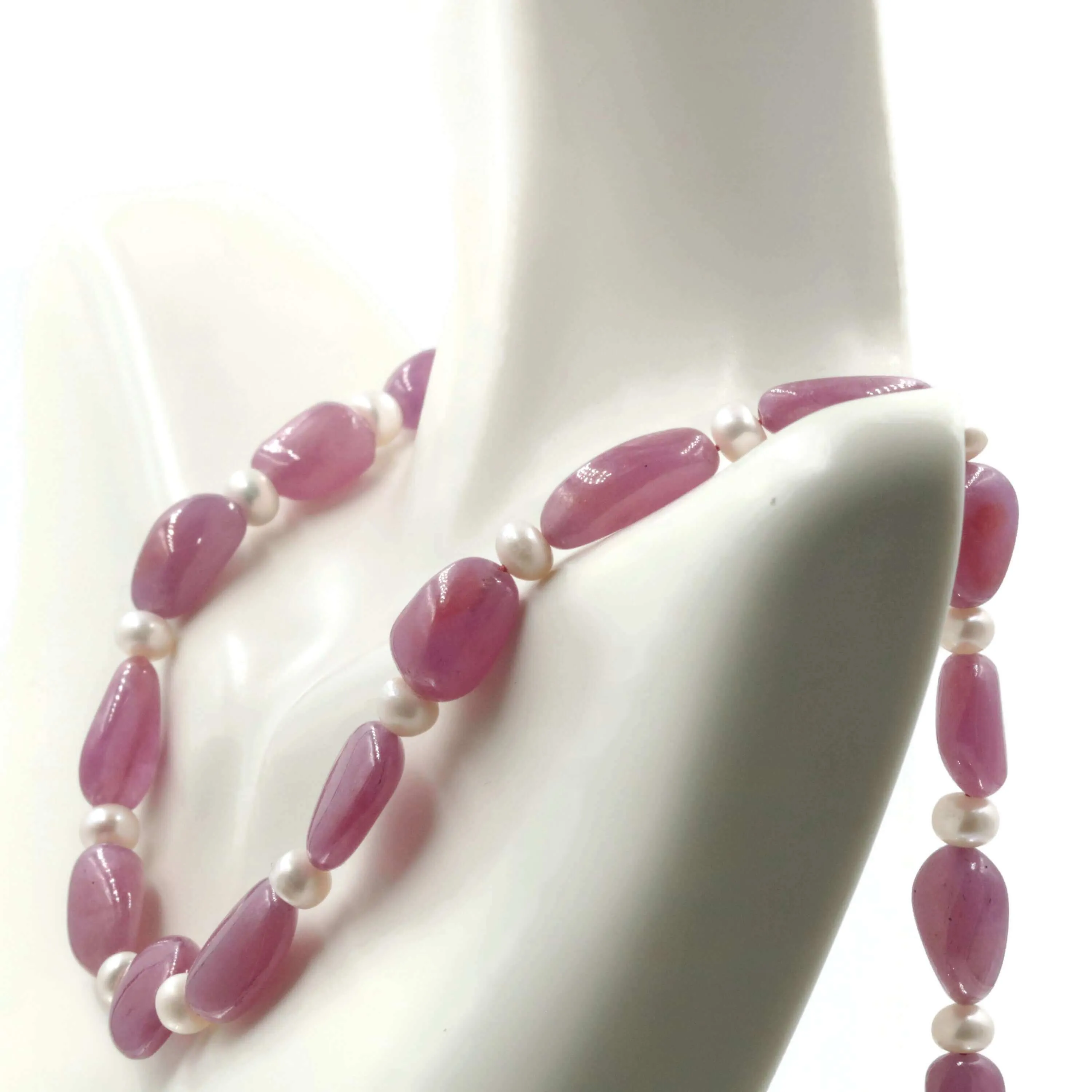 Genuine Red Ruby and Cultured Pearl Beaded Necklace Ruby Beads July Birthstone Pearl Beaded Necklace SKU 6142670