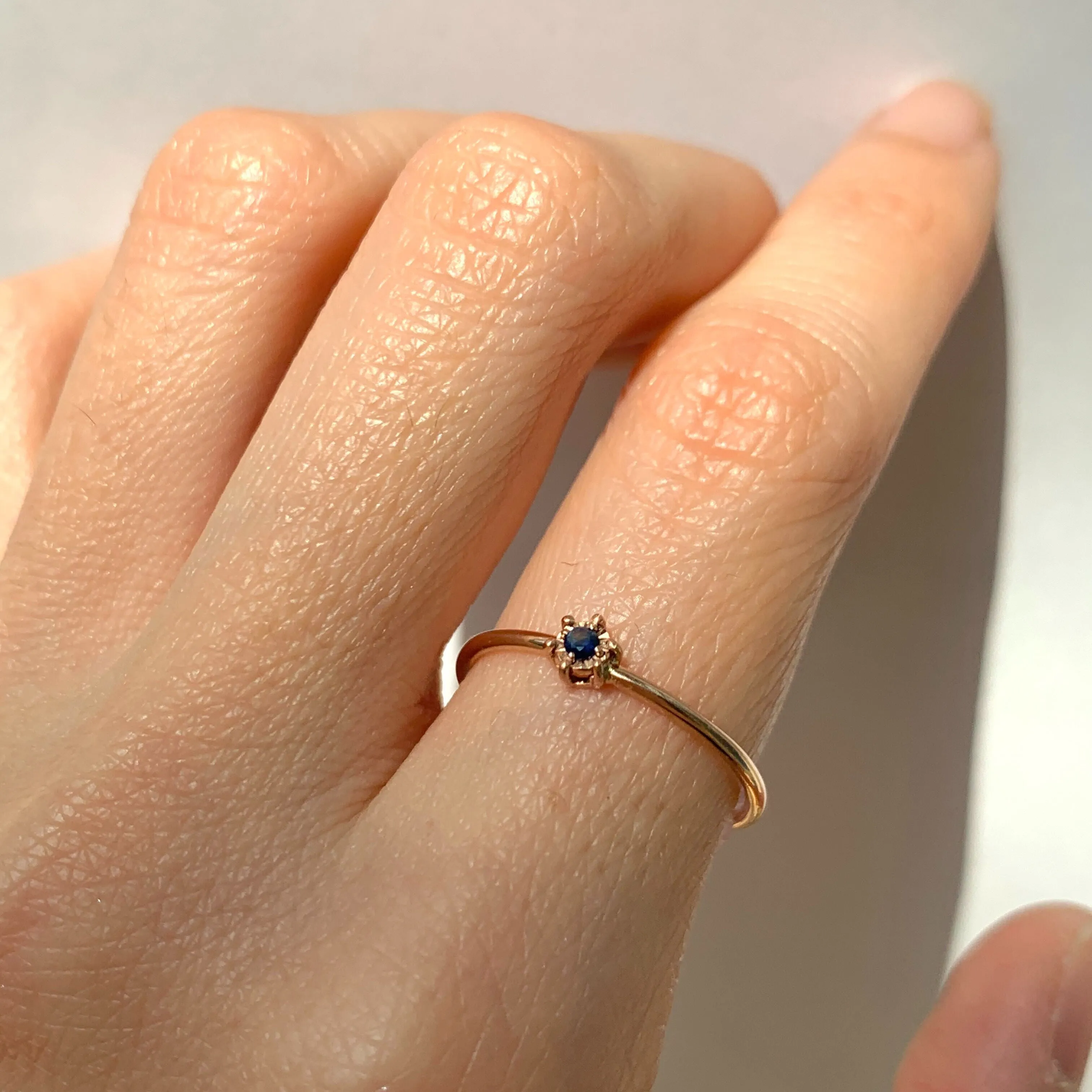 Genuine Sapphire Ring - Solid Rose Gold Ring - Dainty Sapphire Ring