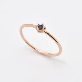 Genuine Sapphire Ring - Solid Rose Gold Ring - Dainty Sapphire Ring