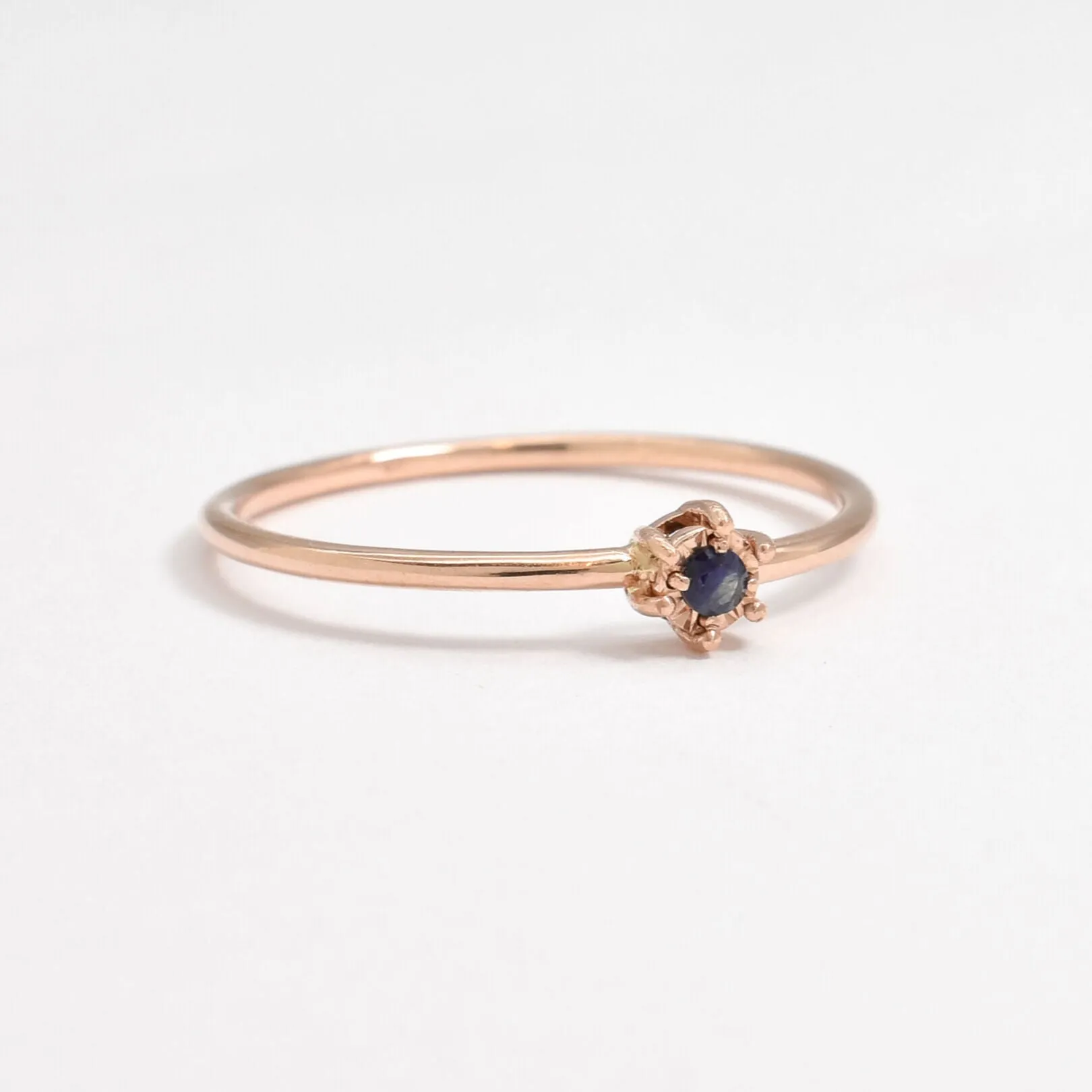 Genuine Sapphire Ring - Solid Rose Gold Ring - Dainty Sapphire Ring