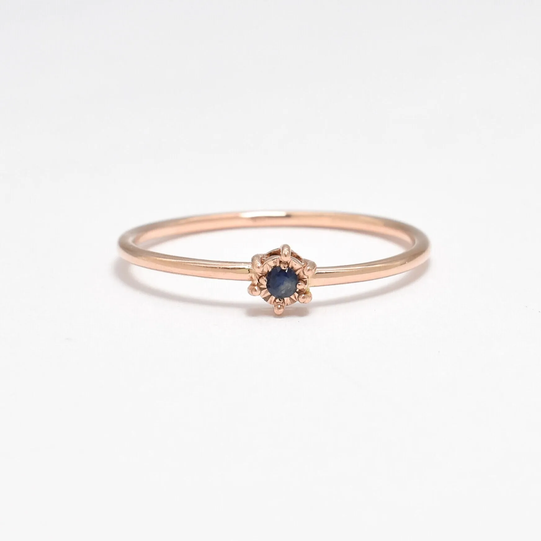 Genuine Sapphire Ring - Solid Rose Gold Ring - Dainty Sapphire Ring