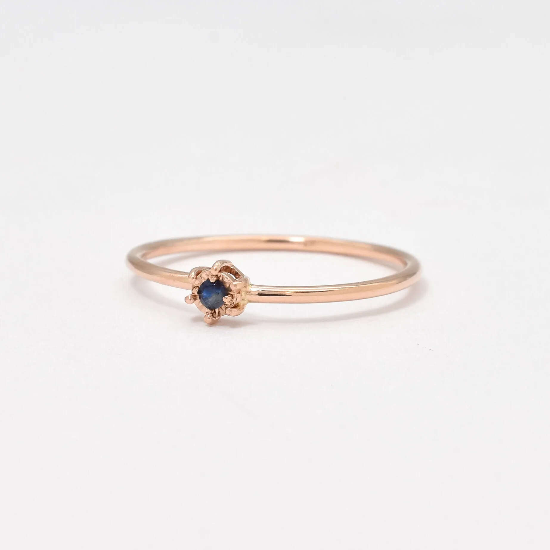 Genuine Sapphire Ring - Solid Rose Gold Ring - Dainty Sapphire Ring