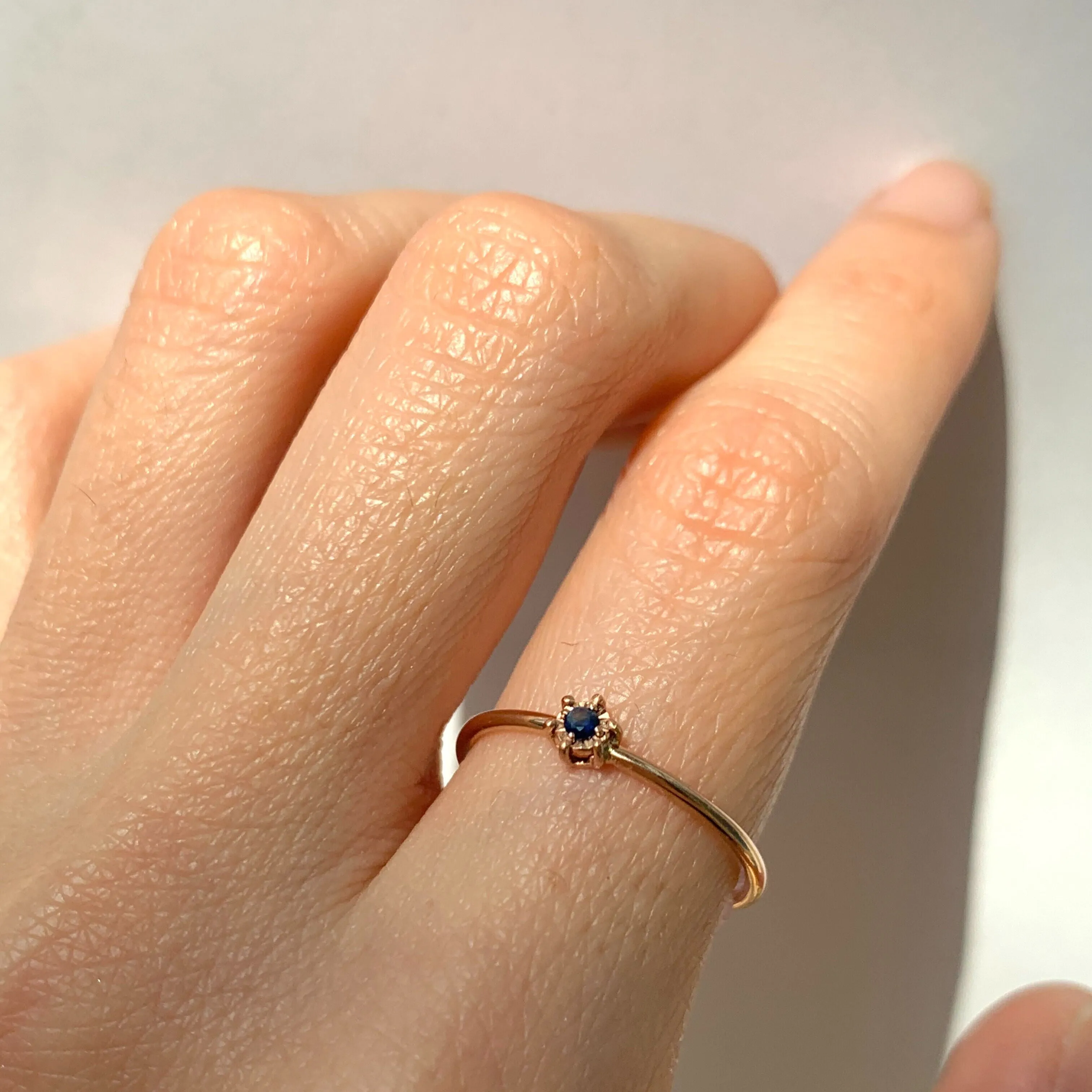 Genuine Sapphire Ring - Solid Rose Gold Ring - Dainty Sapphire Ring