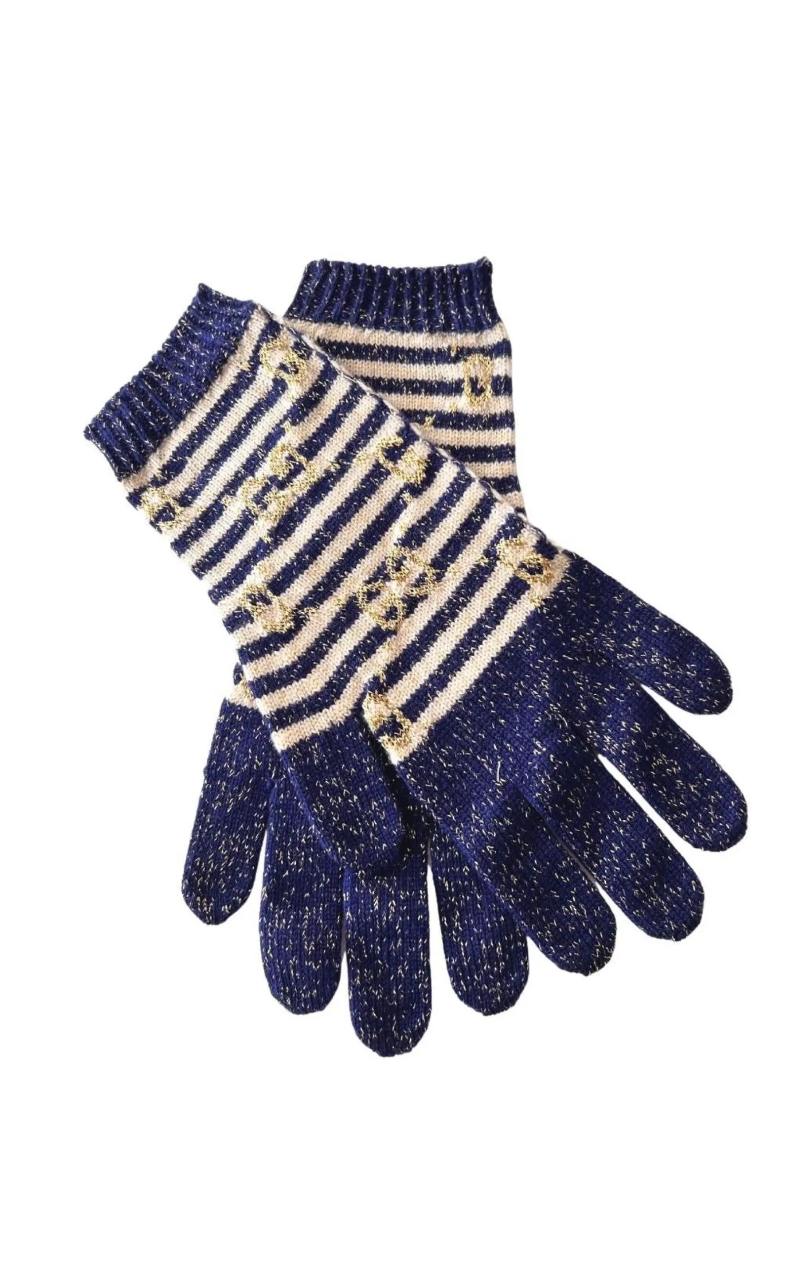 GG Blue Ivory Wool Blend Gloves