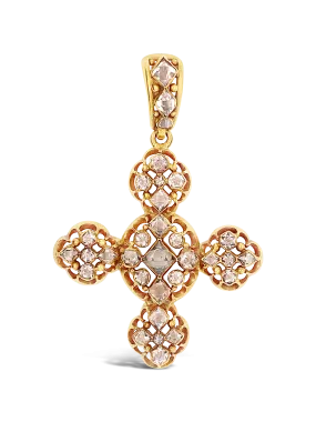 Gold & Crystal Antique Cross Pendant