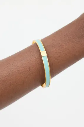Gold & Light Blue Swift Leather Kawaii Thin Bangle Bracelet