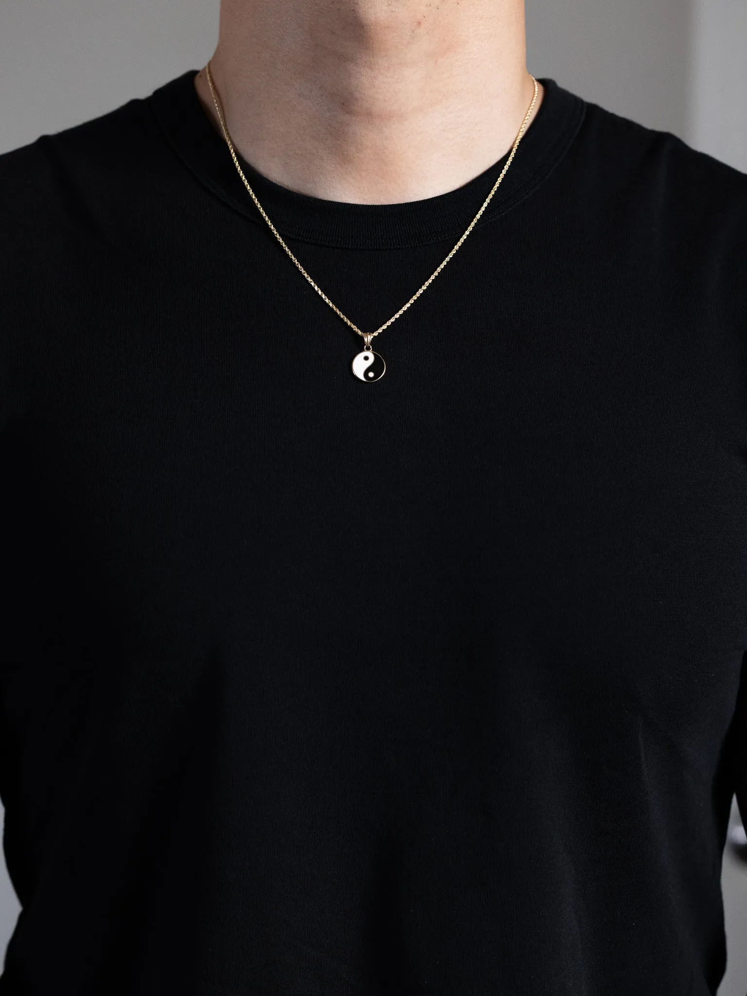 Gold Enamel Yin Yang Pendant Necklace – Model PT2520