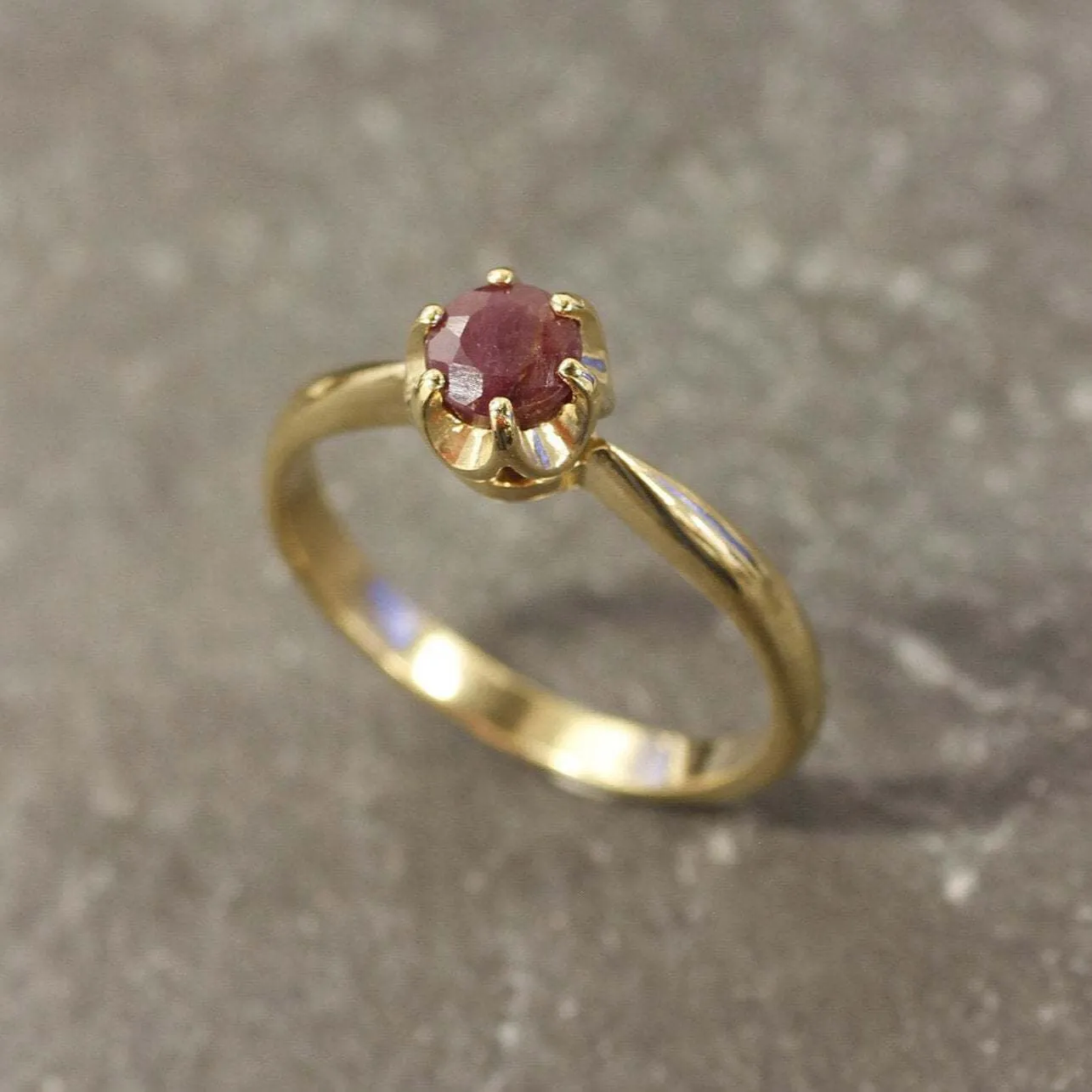 Gold Ruby Ring - Natural Ruby Ring, July Birthstone Ring