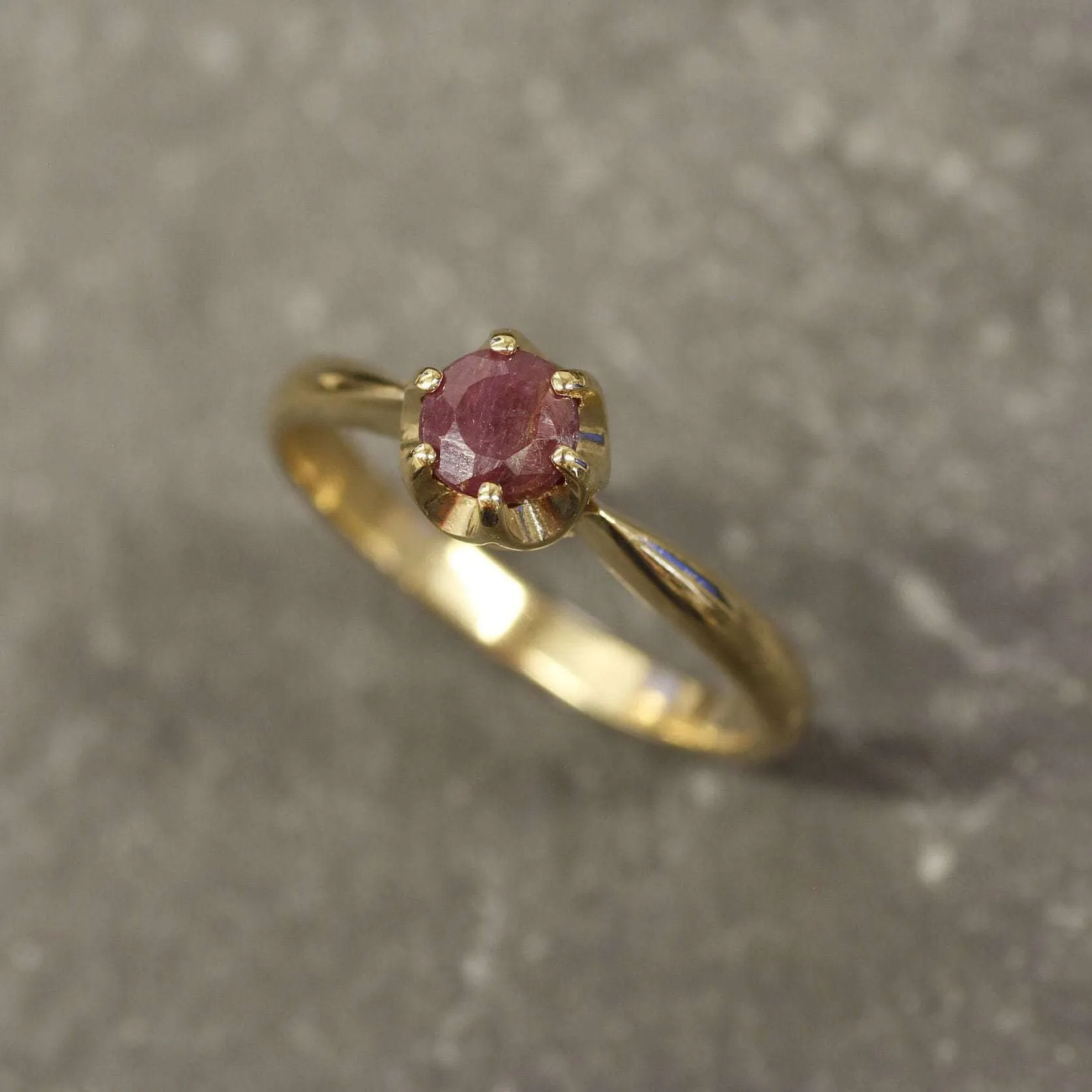 Gold Ruby Ring - Natural Ruby Ring, July Birthstone Ring