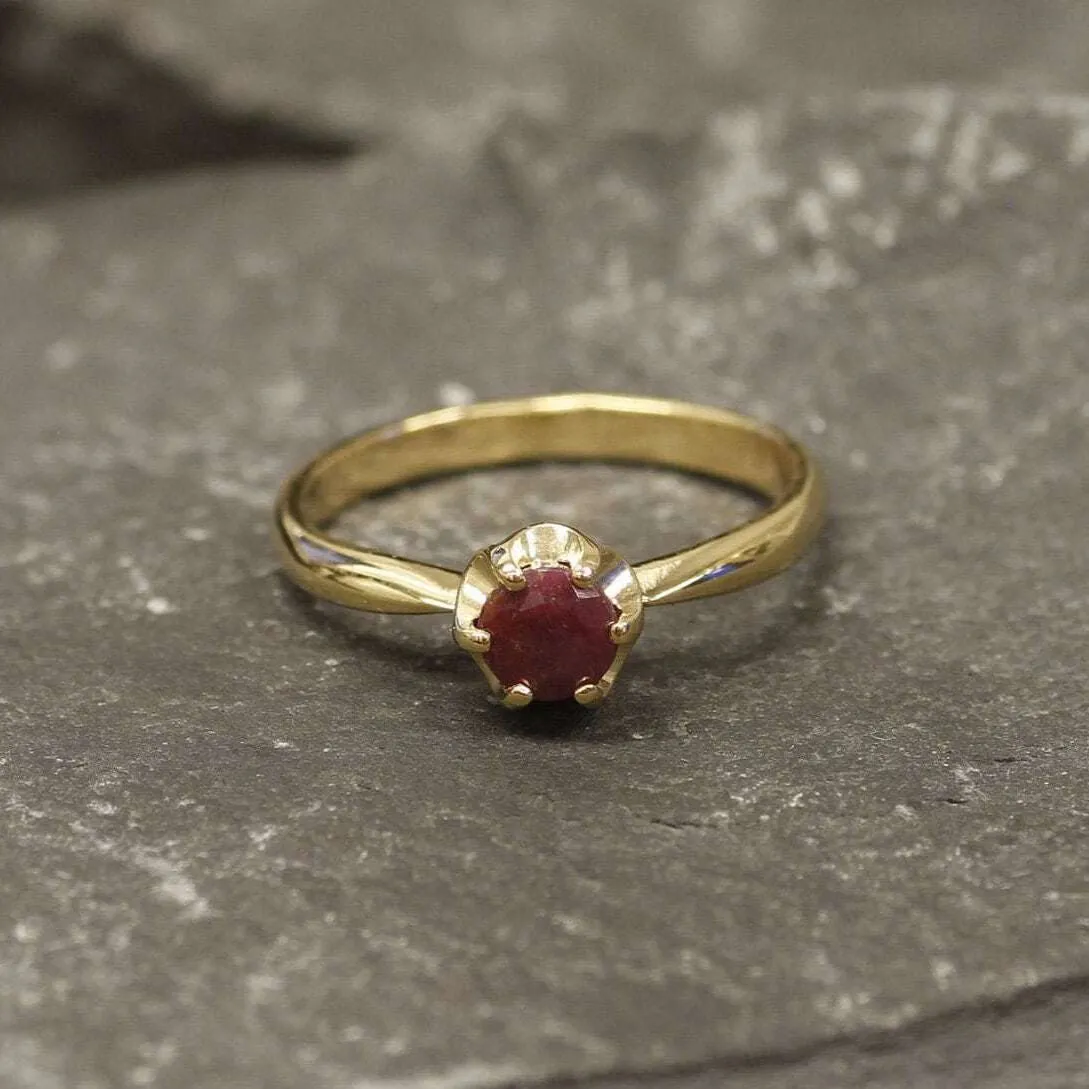Gold Ruby Ring - Natural Ruby Ring, July Birthstone Ring