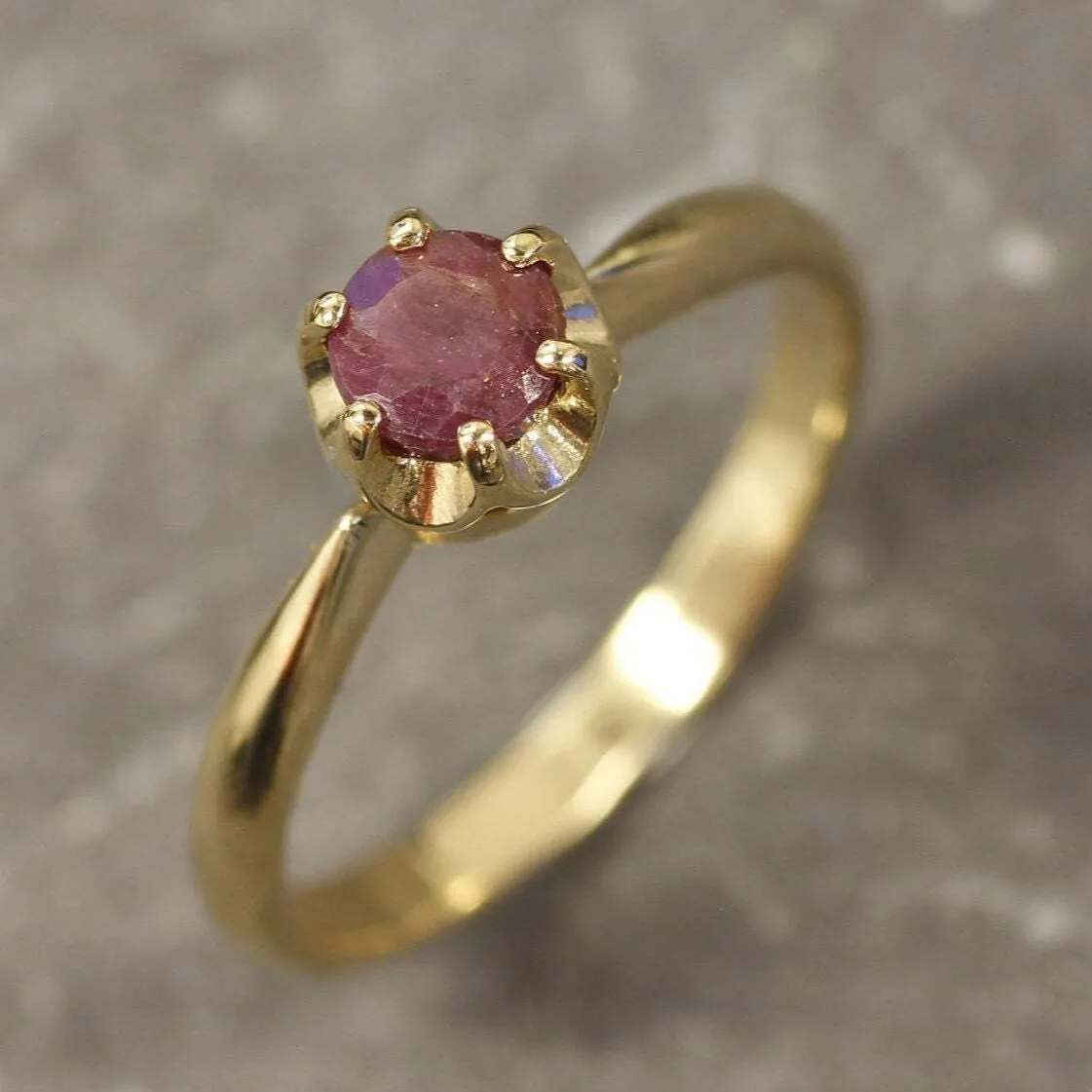 Gold Ruby Ring - Natural Ruby Ring, July Birthstone Ring