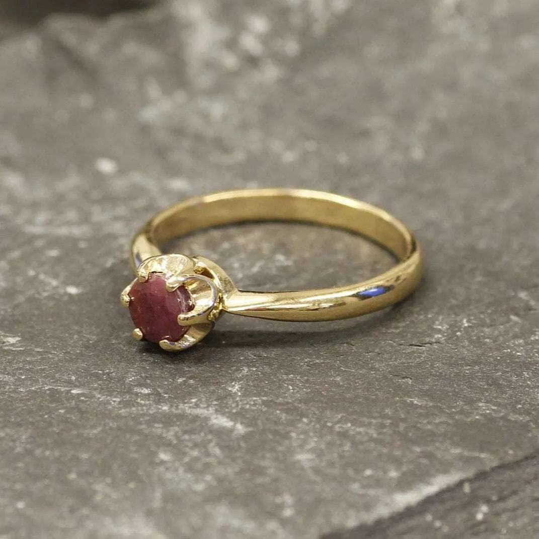 Gold Ruby Ring - Natural Ruby Ring, July Birthstone Ring