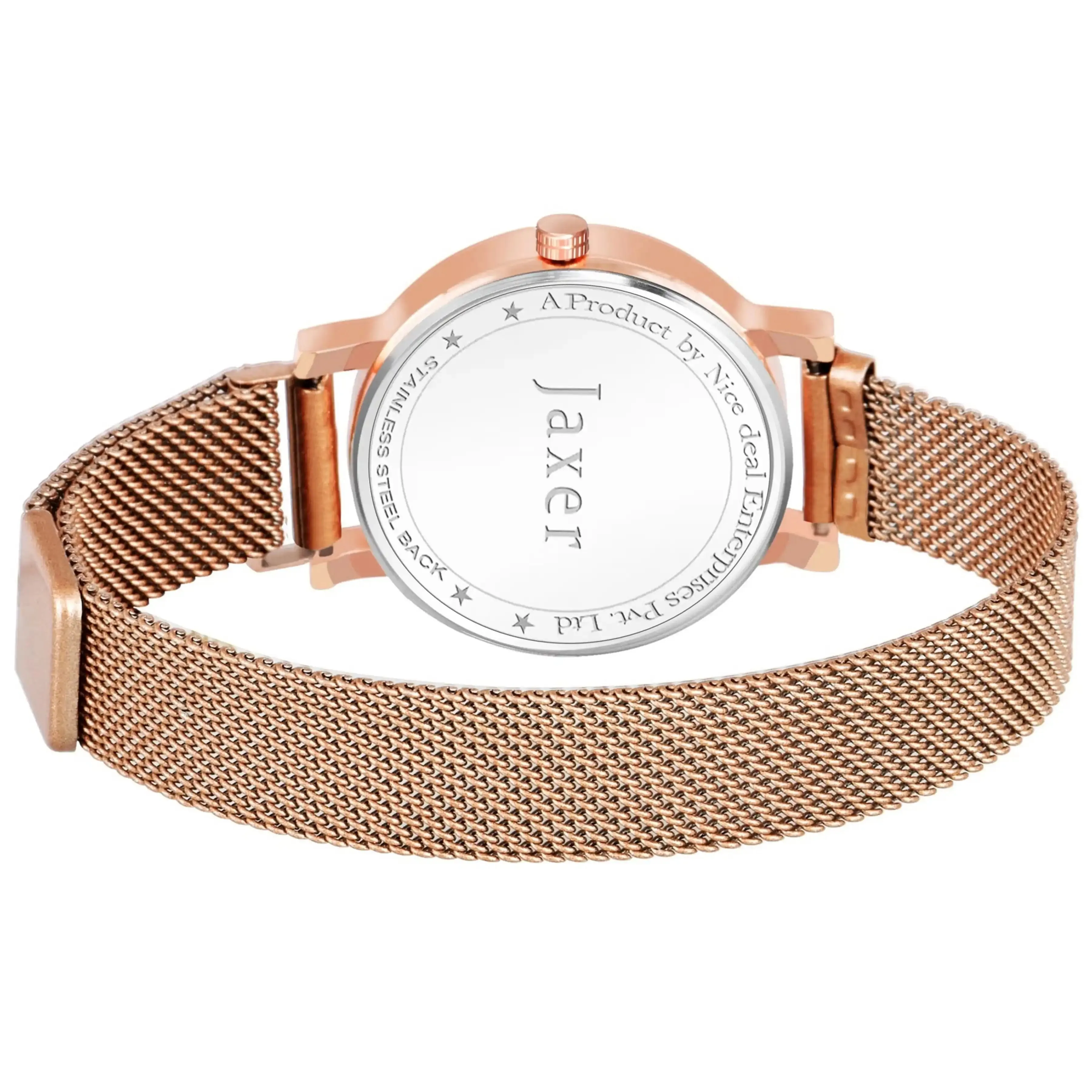 Golden Mesh Chain Analog Wrist Watch For Women - JXRW2576
