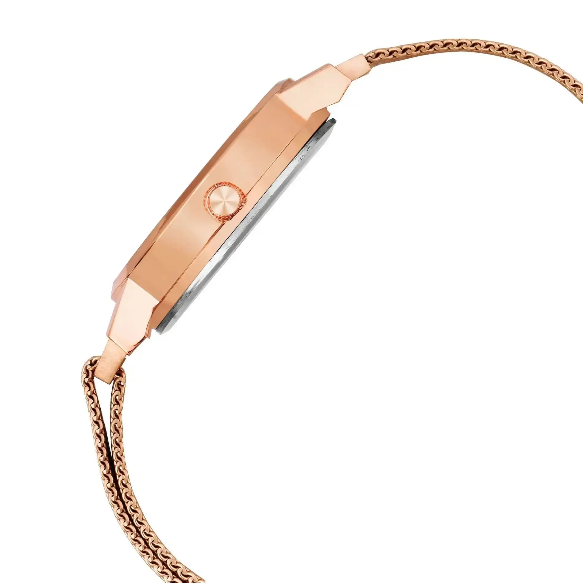 Golden Mesh Chain Analog Wrist Watch For Women - JXRW2576