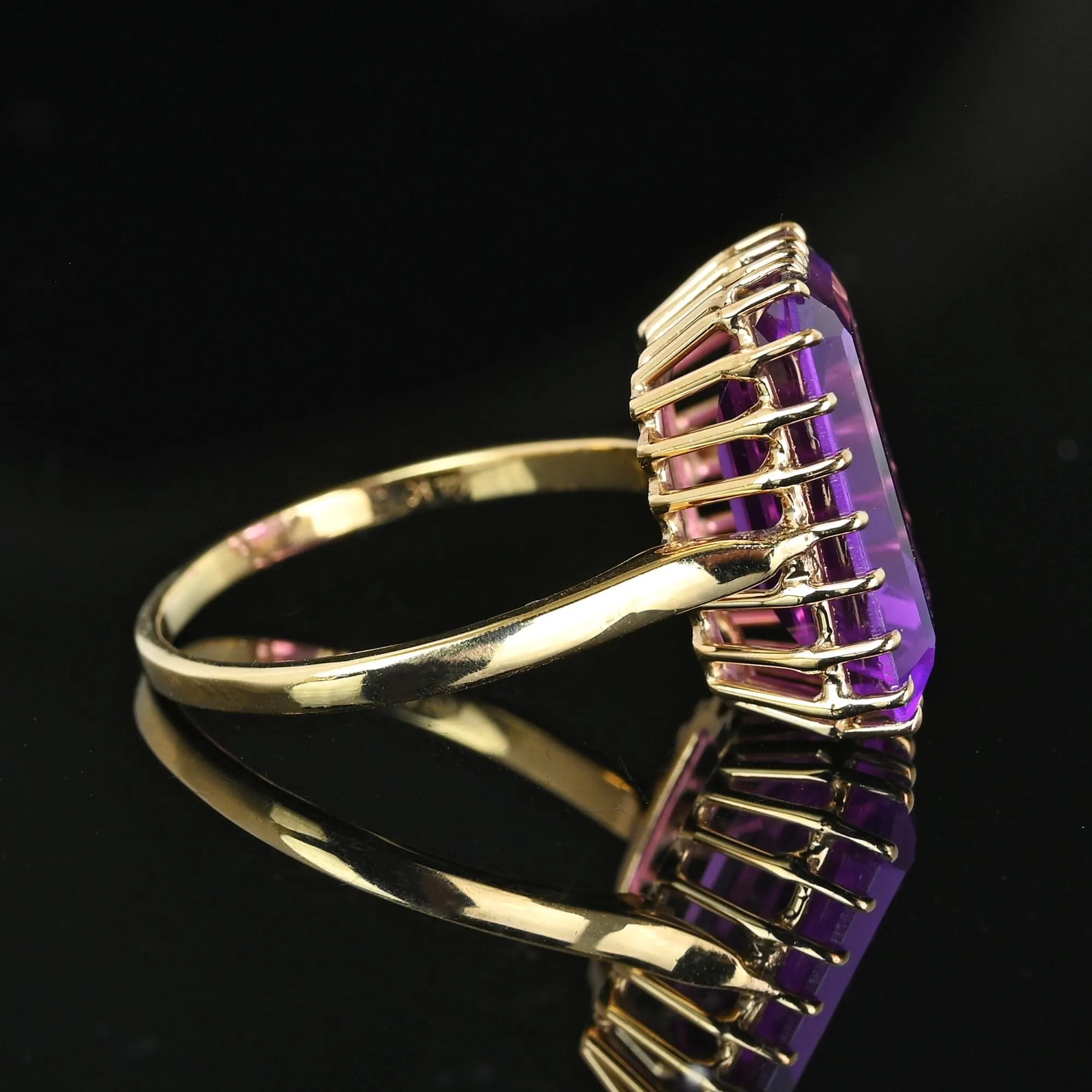 Gorgeous 14K Gold Rectangle Step Cut Purple Topaz Ring