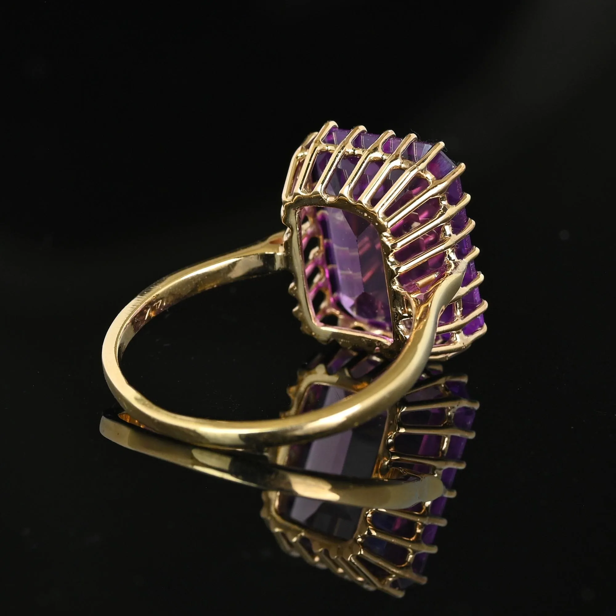 Gorgeous 14K Gold Rectangle Step Cut Purple Topaz Ring