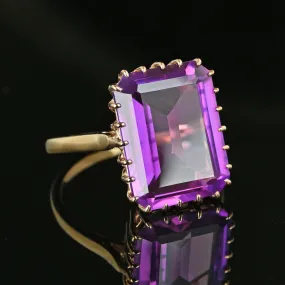 Gorgeous 14K Gold Rectangle Step Cut Purple Topaz Ring