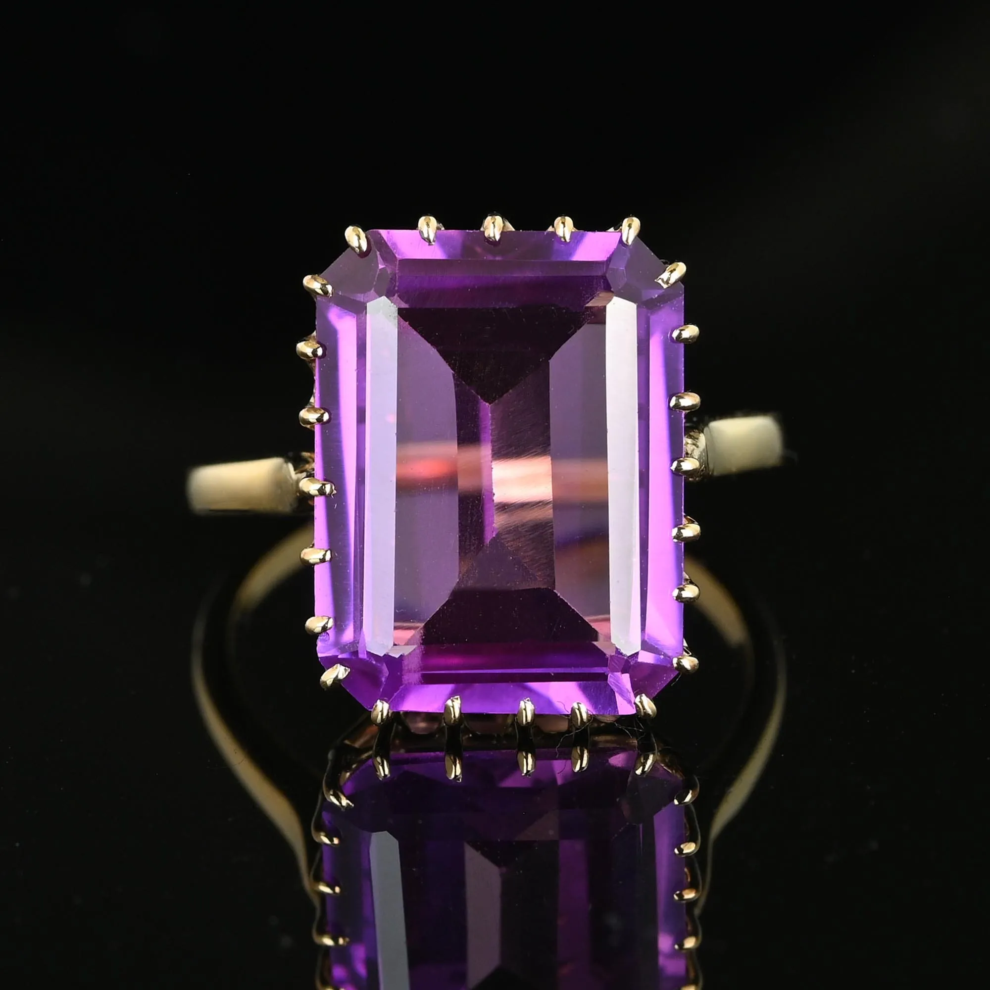 Gorgeous 14K Gold Rectangle Step Cut Purple Topaz Ring