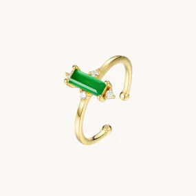 Green Amethyst Gold Adjustable Ring