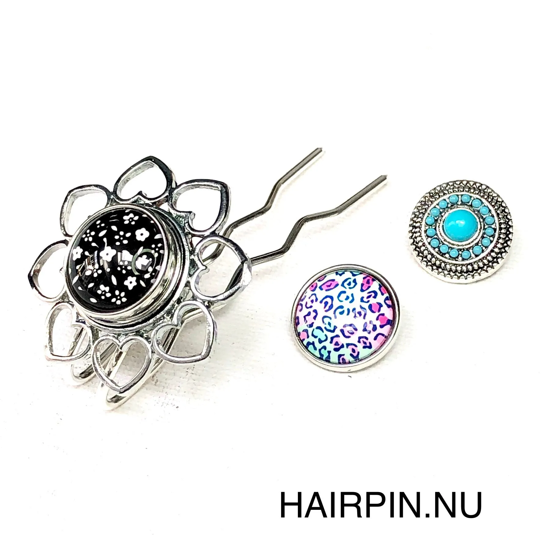Hairpin Mini Love- HAIRACCESSOIRE - incl. 3 gratis clickbuttons naar keuze