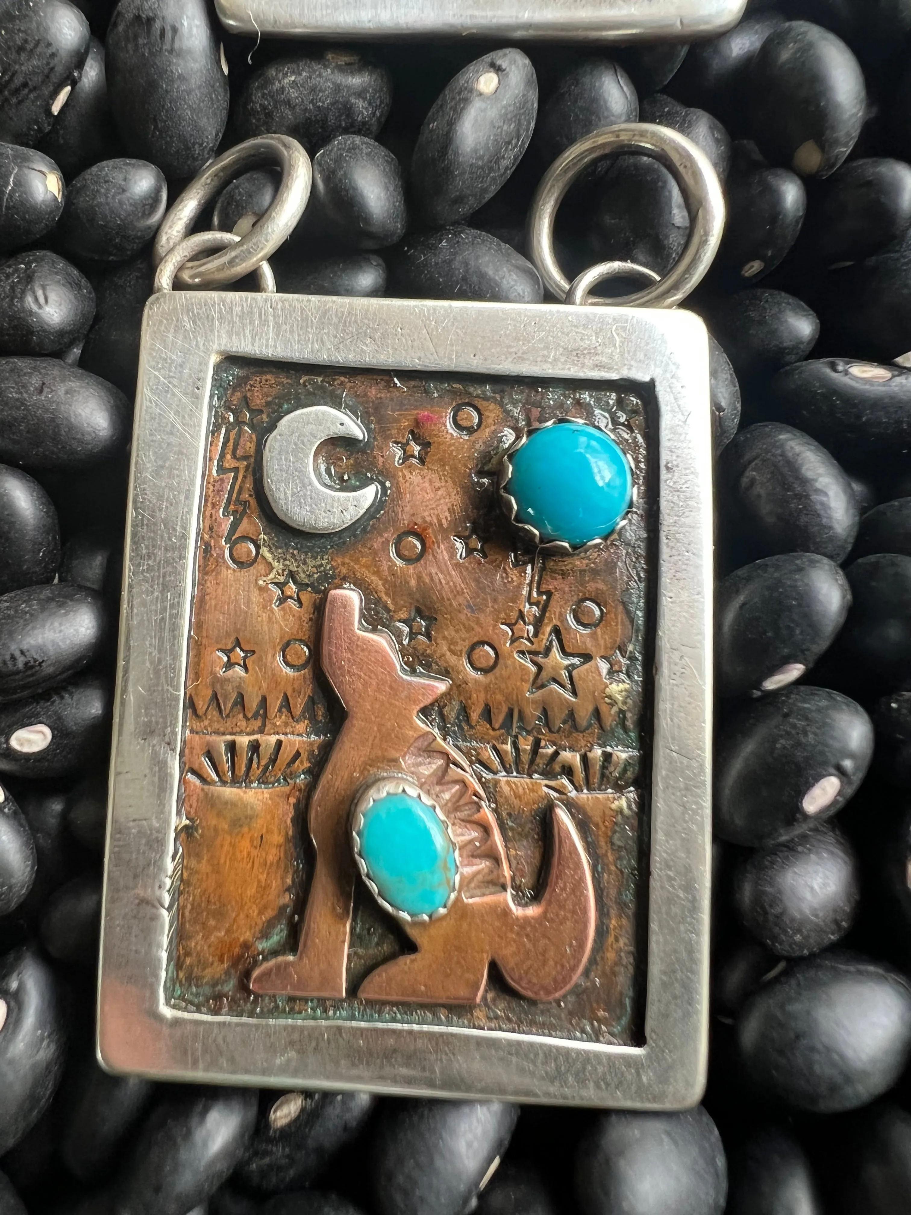 Hand Stamped Armadillo Cactus and Coyote Pendants