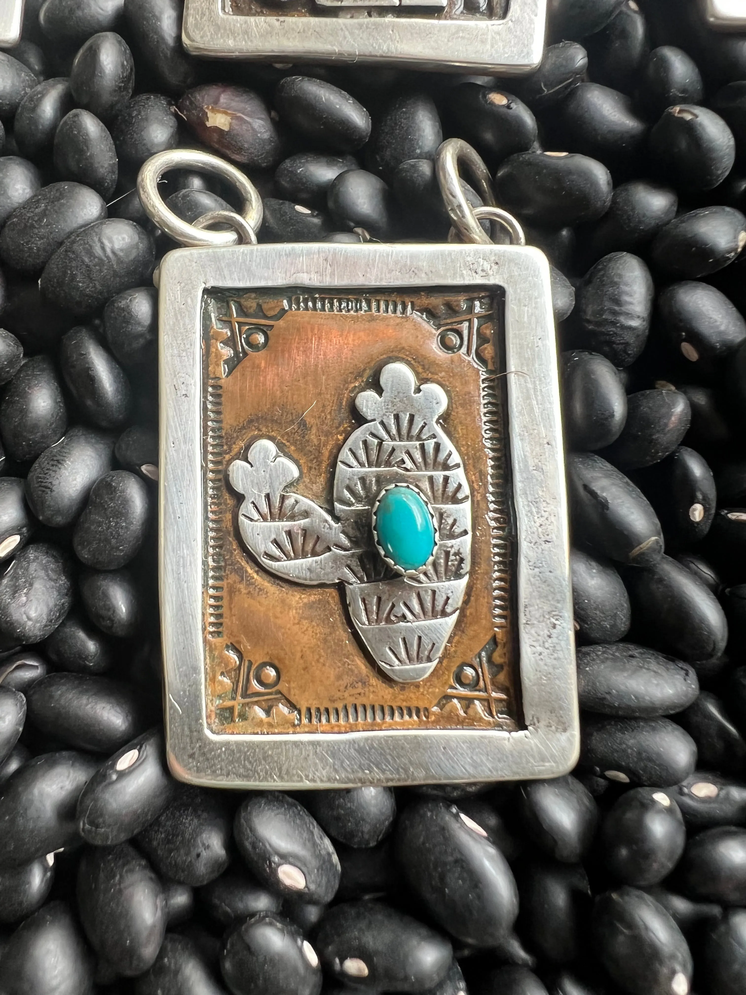 Hand Stamped Armadillo Cactus and Coyote Pendants