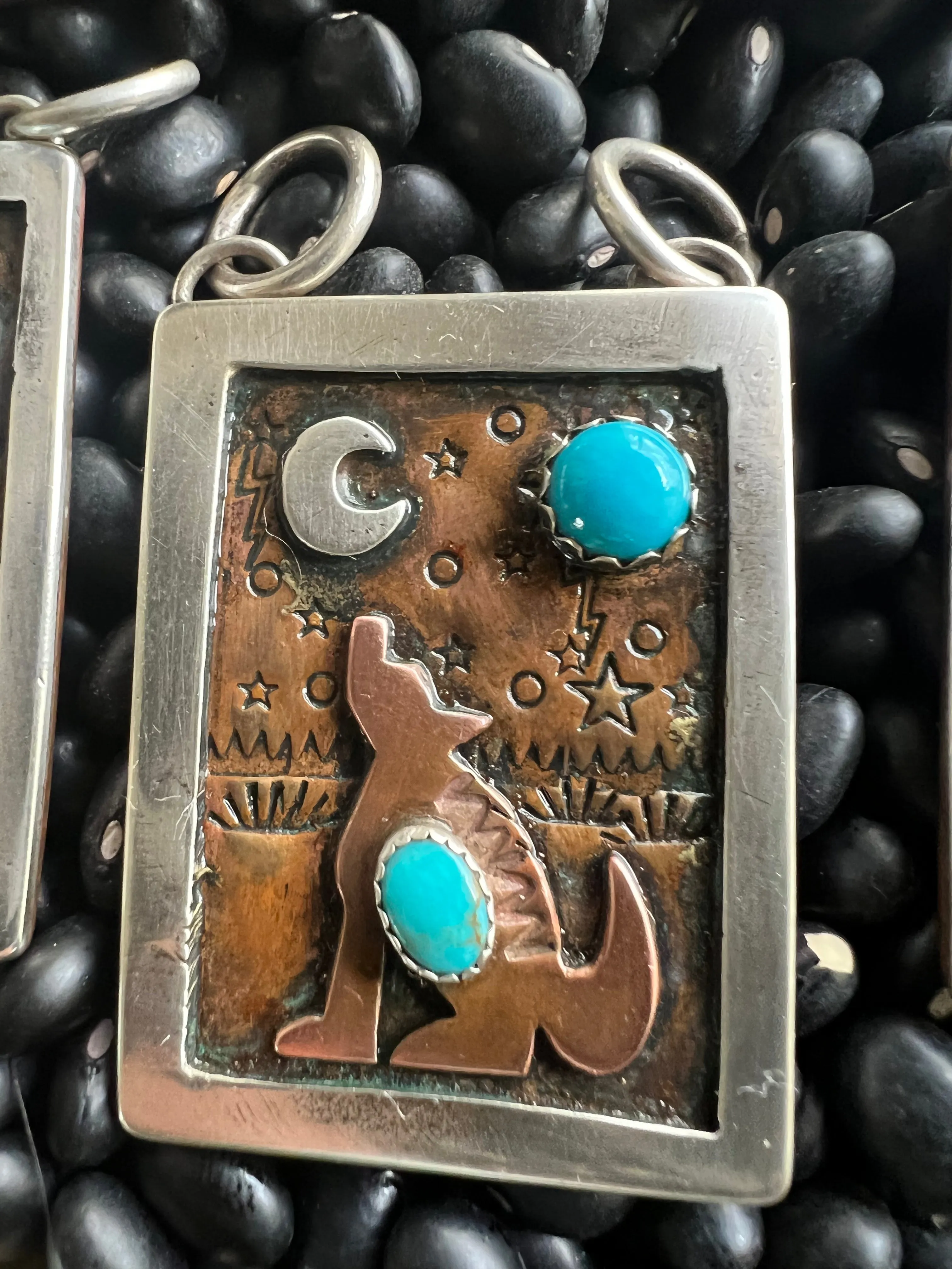 Hand Stamped Armadillo Cactus and Coyote Pendants