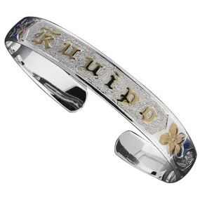Hawaiian Jewelry Kuuipo (Sweetheart) Smooth Two Tone Cuff Bangle
