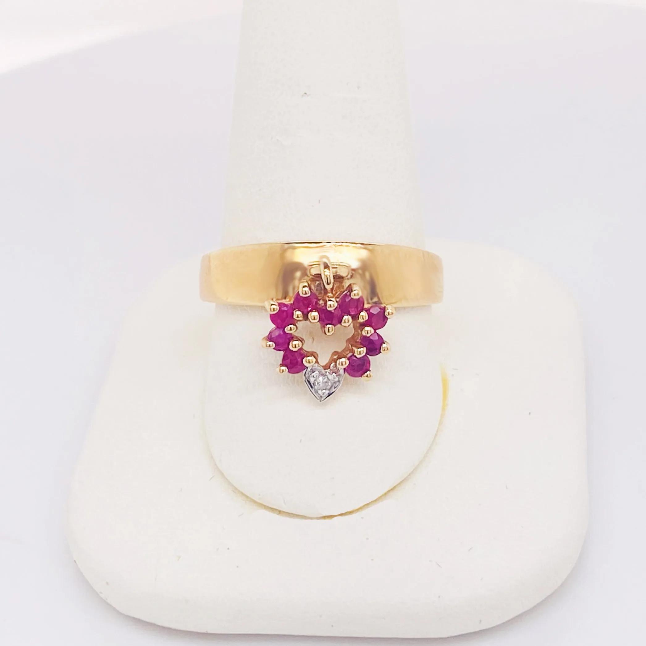 Heart Charm Ruby Ring