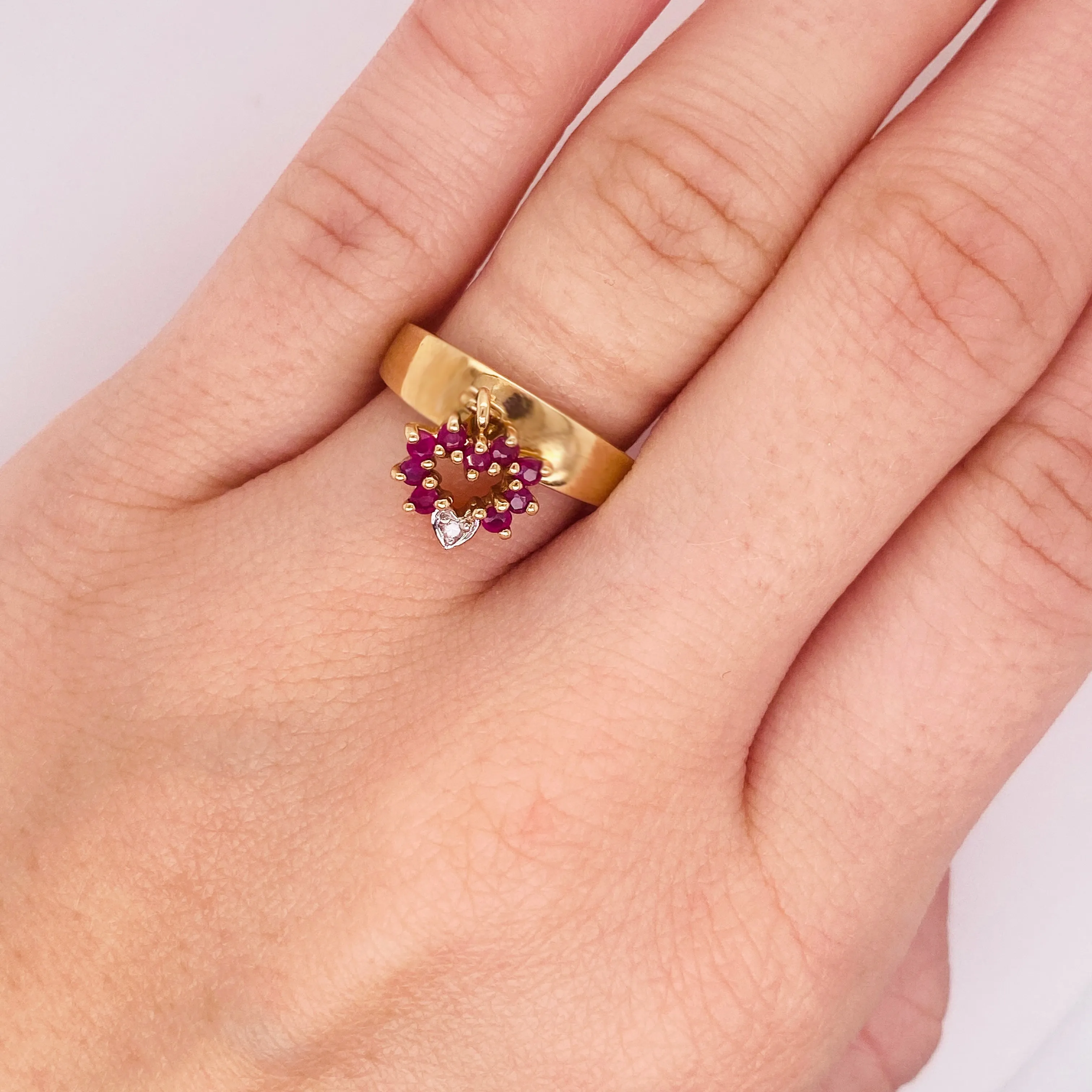 Heart Charm Ruby Ring