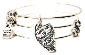 I Love You To Heaven And Back Angel Wing Triple Style Expandable Bangle Bracelet